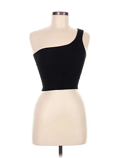 Pre-owned Quince Tank Top Black One Shoulder Neckline Tops
