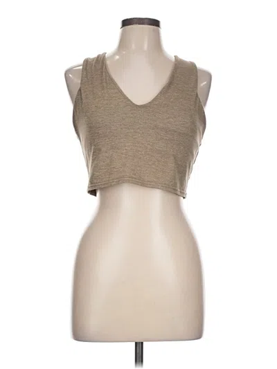 Pre-owned Quince Tank Top Tan Plunge Neckline Tops In Brown