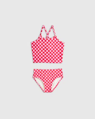 Quince Kids' Tank Topini Swimsuit In Pink Check