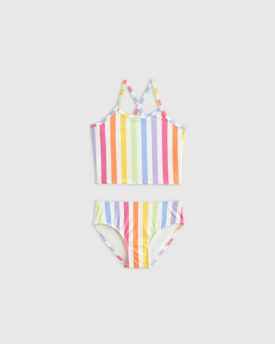 Quince Kids' Tank Topini Swimsuit In Rainbow Stripe