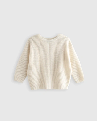 Quince Kids' Washable Cashmere Fisherman Tunic Sweater In Ivory