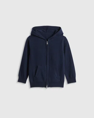 Quince Kids' Washable Cashmere Full Zip Hoodie In Blue