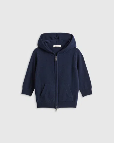 Quince Kids' Washable Cashmere Full Zip Hoodie In Blue