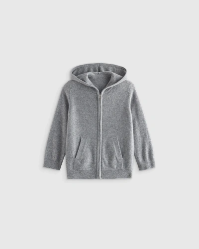 Quince Washable Cashmere Full Zip Hoodie In Heather Grey