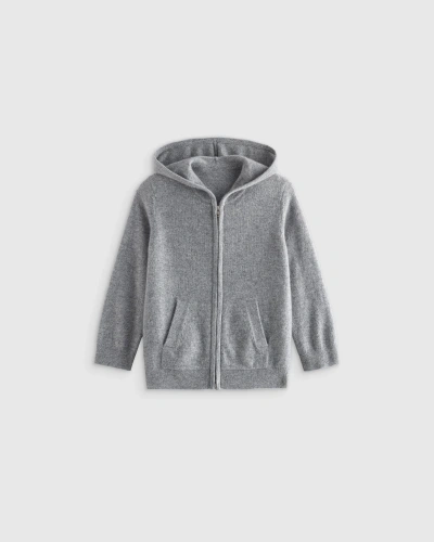 Quince Kids' Washable Cashmere Full Zip Hoodie In Heather Grey