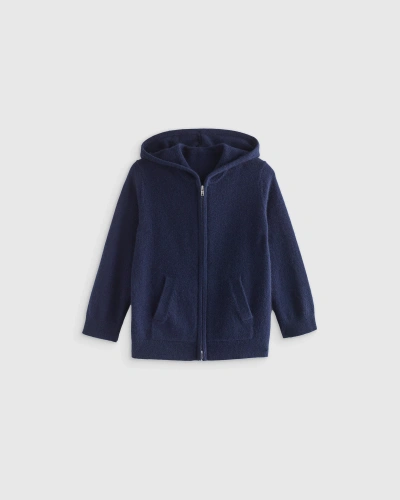 Quince Kids' Washable Cashmere Full Zip Hoodie In Navy