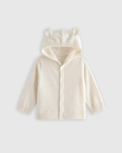Quince Babies' Washable Cashmere Hooded Cardigan Sweater In Ivory