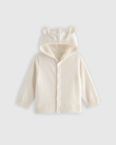 Quince Kids' Washable Cashmere Hooded Cardigan Sweater In Ivory