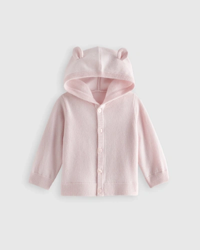 Quince Babies' Washable Cashmere Hooded Cardigan Sweater In Minimal Pink