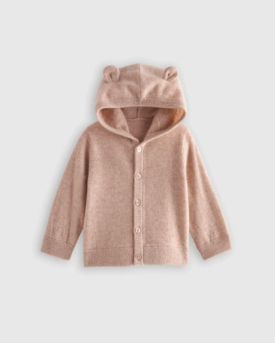 Quince Kids' Washable Cashmere Hooded Cardigan Sweater In Oatmeal