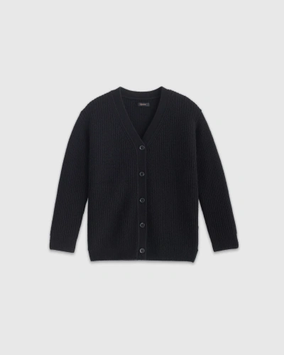 Quince Kids' Washable Cashmere Oversized Fisherman Cardigan Sweater In Black