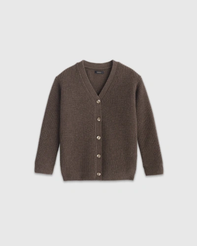 Quince Kids' Washable Cashmere Oversized Fisherman Cardigan Sweater In Brown