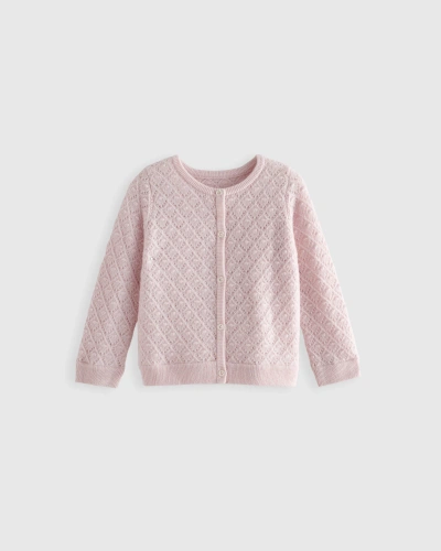 Quince Washable Cashmere Pointelle Cardigan Toddler Gender Neutral In Minimal Pink
