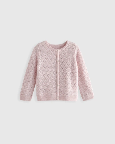 Quince Kids' Washable Cashmere Pointelle Cardigan Toddler Gender Neutral In Minimal Pink