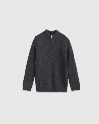 Quince Washable Cashmere Quarter Zip Sweater In Charcoal