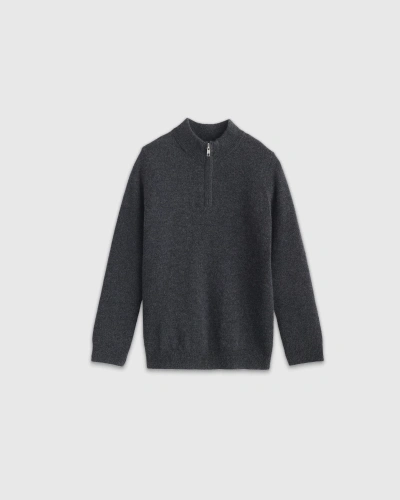 Quince Kids' Washable Cashmere Quarter Zip Sweater In Charcoal