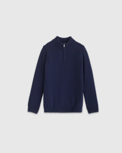 Quince Washable Cashmere Quarter Zip Sweater In Navy