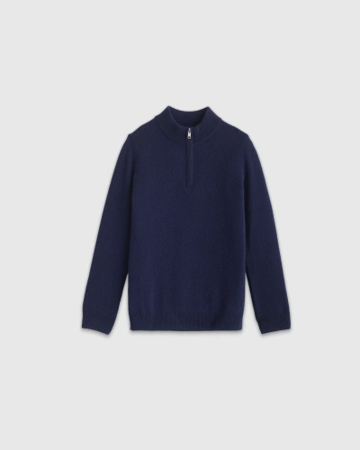 Quince Kids' Washable Cashmere Quarter Zip Sweater In Navy
