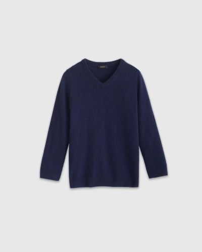 Quince Washable Cashmere V-neck Sweater In Navy