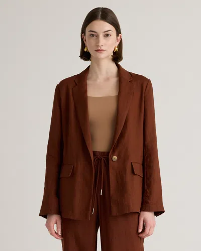 Quince Women's 100% European Linen Blazer In Chocolate