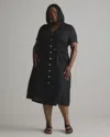 QUINCE WOMEN'S 100% EUROPEAN LINEN BUTTON FRONT DRESS