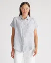 Quince Women's 100% European Linen Camp Shirt In Blue Pinstripe