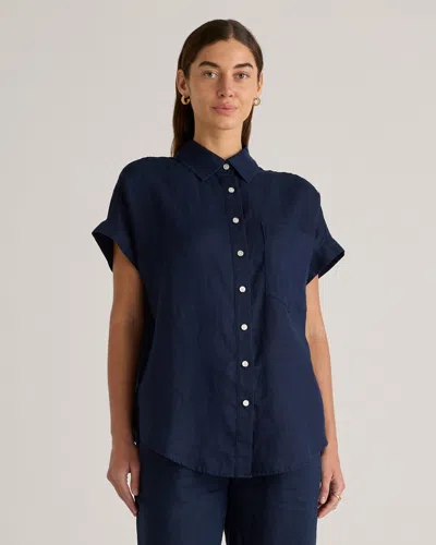 Quince Women's 100% European Linen Camp Shirt In Deep Navy