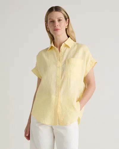 Quince Women's 100% European Linen Camp Shirt In Soft Yellow