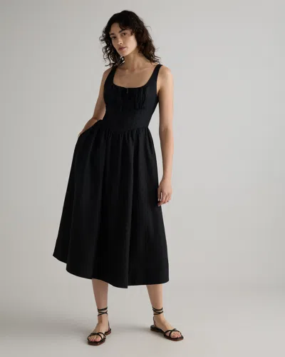 Quince Women's 100% European Linen Corset Midi Dress