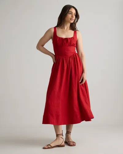 Quince Women's 100% European Linen Corset Midi Dress