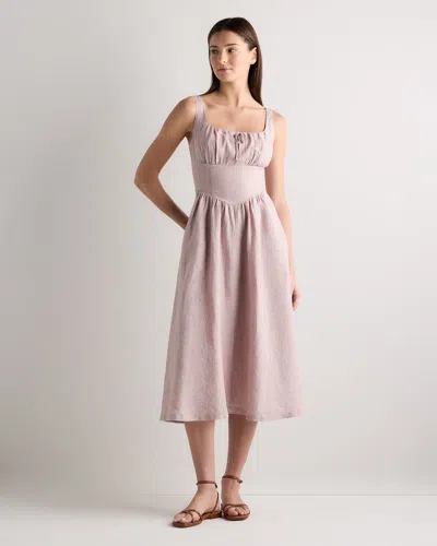 Quince Women's 100% European Linen Corset Midi Dress