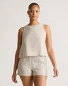 Quince Women's 100% European Linen Cropped Tank Top In Flax