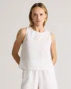 Quince Women's 100% European Linen Cropped Tank Top In White