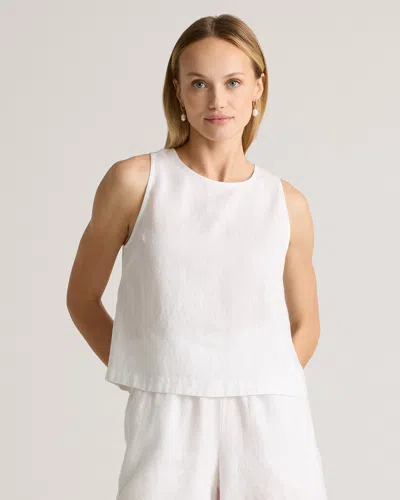 Quince Women's 100% European Linen Cropped Tank Top In White