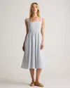 Quince Women's 100% European Linen Fit & Flare Midi Dress In Blue Pinstripe