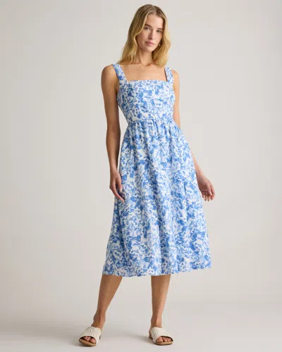 Quince Women's 100% European Linen Fit & Flare Midi Dress In Floral Waterfall