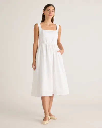 Quince Women's 100% European Linen Fit & Flare Midi Dress In White