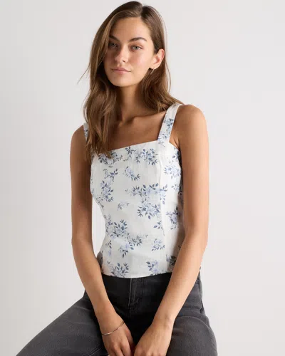 Quince Women's 100% European Linen Fitted Tank Top In Blue