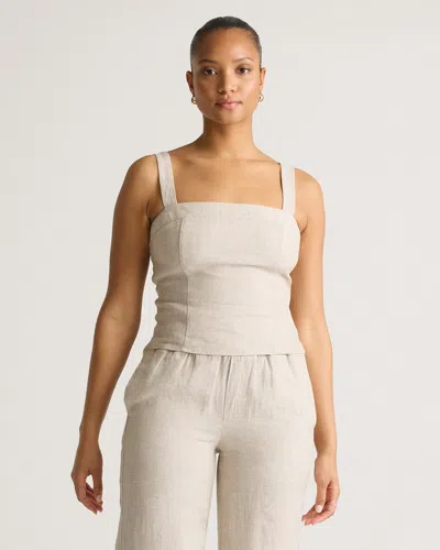 Quince Women's 100% European Linen Fitted Tank Top In Flax
