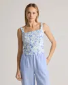 Quince Women's 100% European Linen Fitted Tank Top In Floral Waterfall