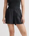 Quince Women's 100% European Linen High Waisted Shorts In Black