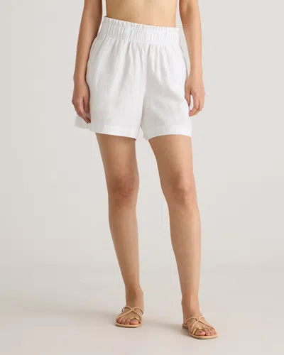 Quince Women's 100% European Linen High Waisted Shorts In White
