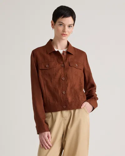 Quince Women's 100% European Linen Jacket In Brown