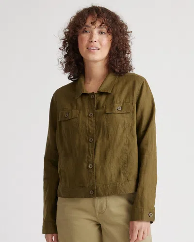 Quince Women's 100% European Linen Jacket In Martini Olive