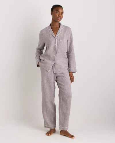 Quince Women's 100% European Linen Long Sleeve Pajama Set With Piping