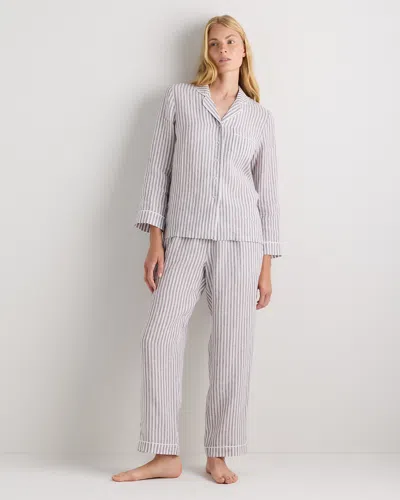 Quince Women's 100% European Linen Long Sleeve Pajama Set With Piping
