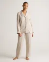 Quince Women's 100% European Linen Long Sleeve Pajama Set With Piping In Flax