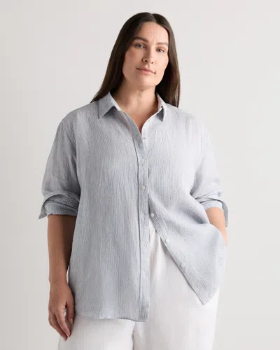 Quince Women's 100% European Linen Long Sleeve Shirt In Blue