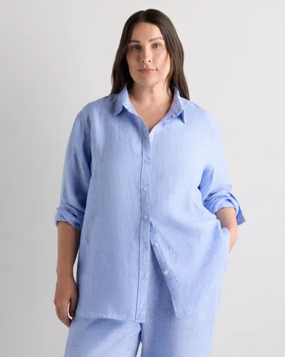 Quince Women's 100% European Linen Long Sleeve Shirt In Blue
