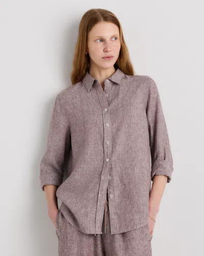 Quince Women's 100% European Linen Long Sleeve Shirt In Brown